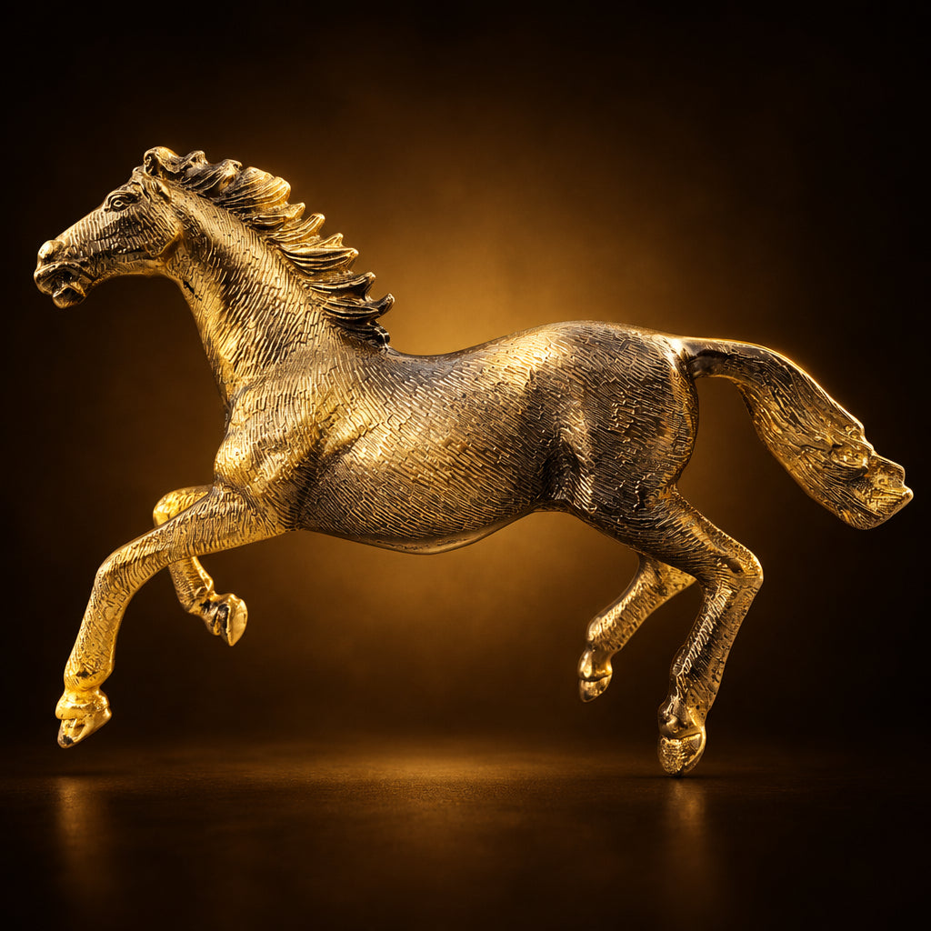 Aluminium Home Decorative Running Horse Showpiece Statue - 12*2.5*7.5 Inch (AN258 A)