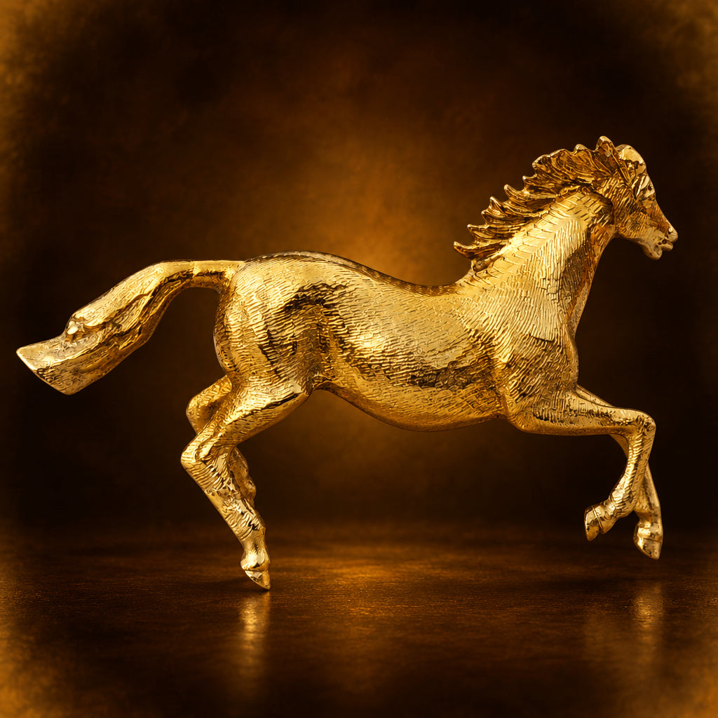 Aluminium Home Decorative Running Horse Showpiece Statue - 12*2.5*7.5 Inch (AN258 G)