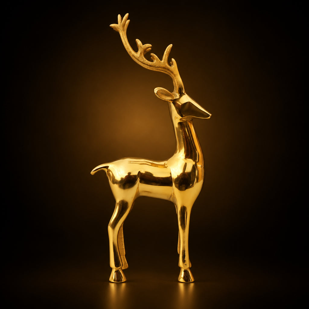 Aluminium Home Decorative Deer Showpiece Statue - 7*2.5*15 Inch (AN260 G)