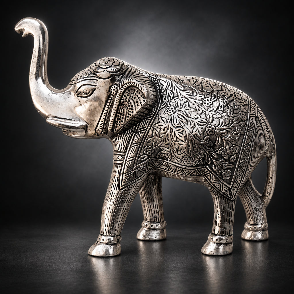 Aluminium Showpiece Elephant - 10*4*8.5 inch (AS188 C)
