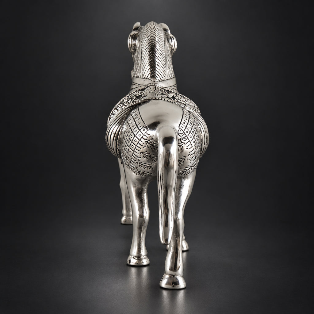 Aluminium Showpiece Silver Horse Statue - 13*4*10.2 Inch (AS212 S)