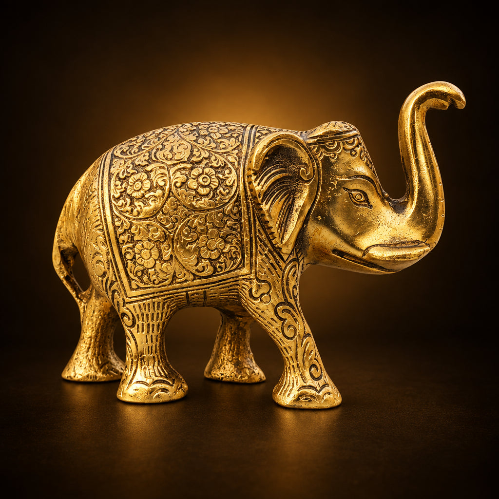 Aluminium Showpiece Elephant Statue, Home Decor - 6.7*3*5 Inch (AS240 X)