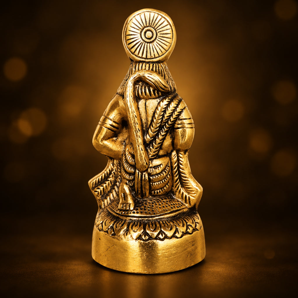 Aluminium Showpiece Hanuman JI Statue With Brass Antique Finish - 3*3*6.2 inch (AS256 G)