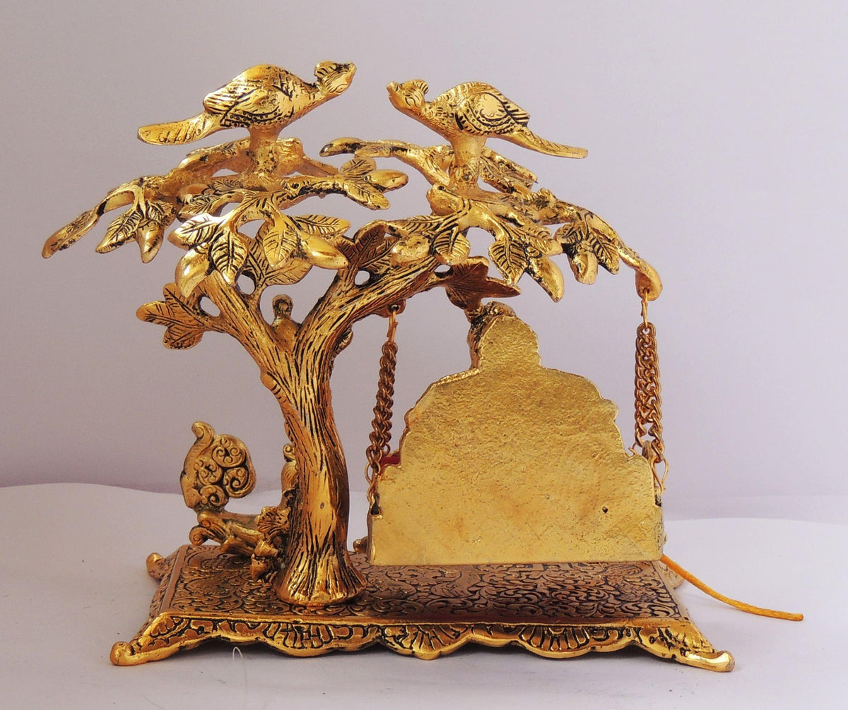 Aluminium Showpiece Laddu Gopal With Jhula - 8.5*5*8.5 inch (AS293 G)