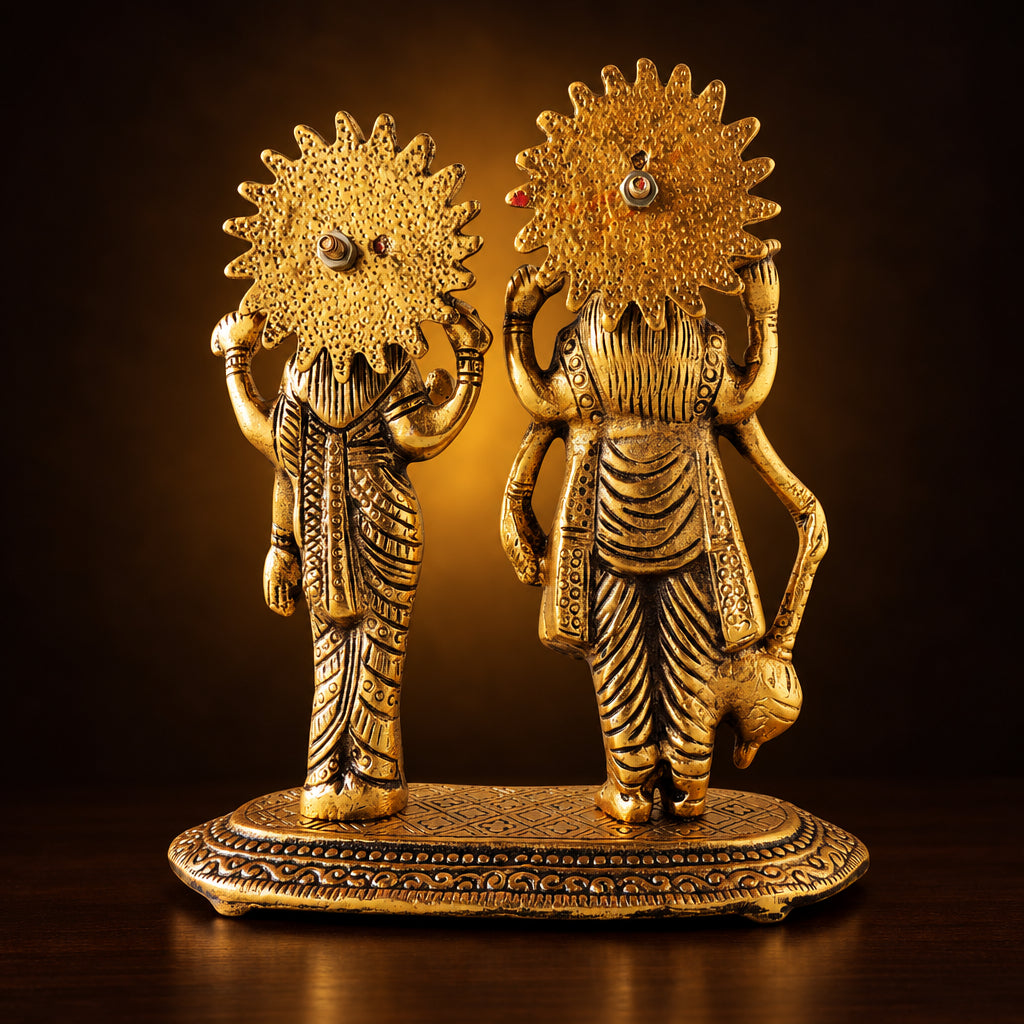 Aluminium Showpiece Vishnu & Laxmi Statue - 6.5*3*7 Inch (AS400 G)