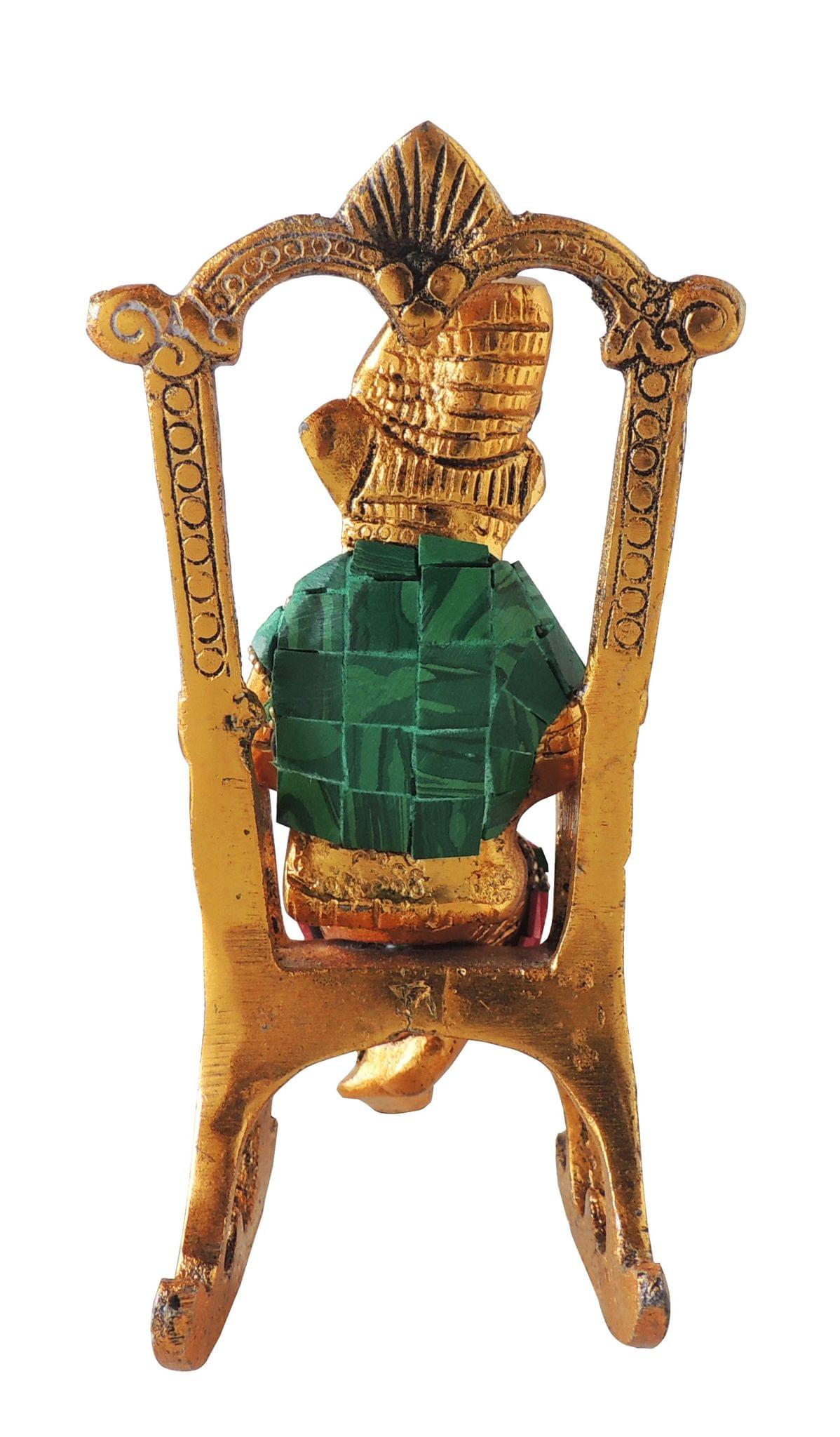 Aluminium Showpiece Chair Ganesh Ji Statue - 3.5*2.5*6 Inch (AS402 G)