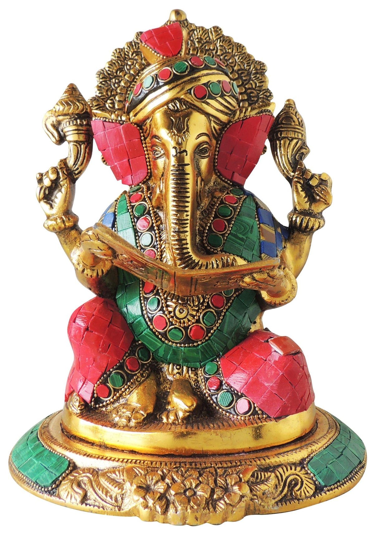 Aluminium Showpiece Ganesh Statue - 7*7*10 Inch (AS406 G)