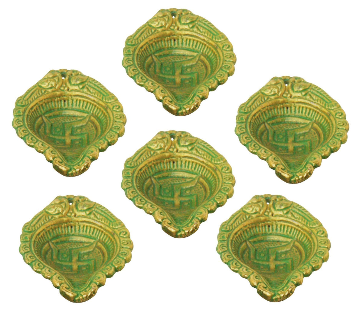 Aluminium Table Decor Oil Lamp, Deepak Pack of 6 Pieces - 2.6*2*0.5 Inch (AS409 C)