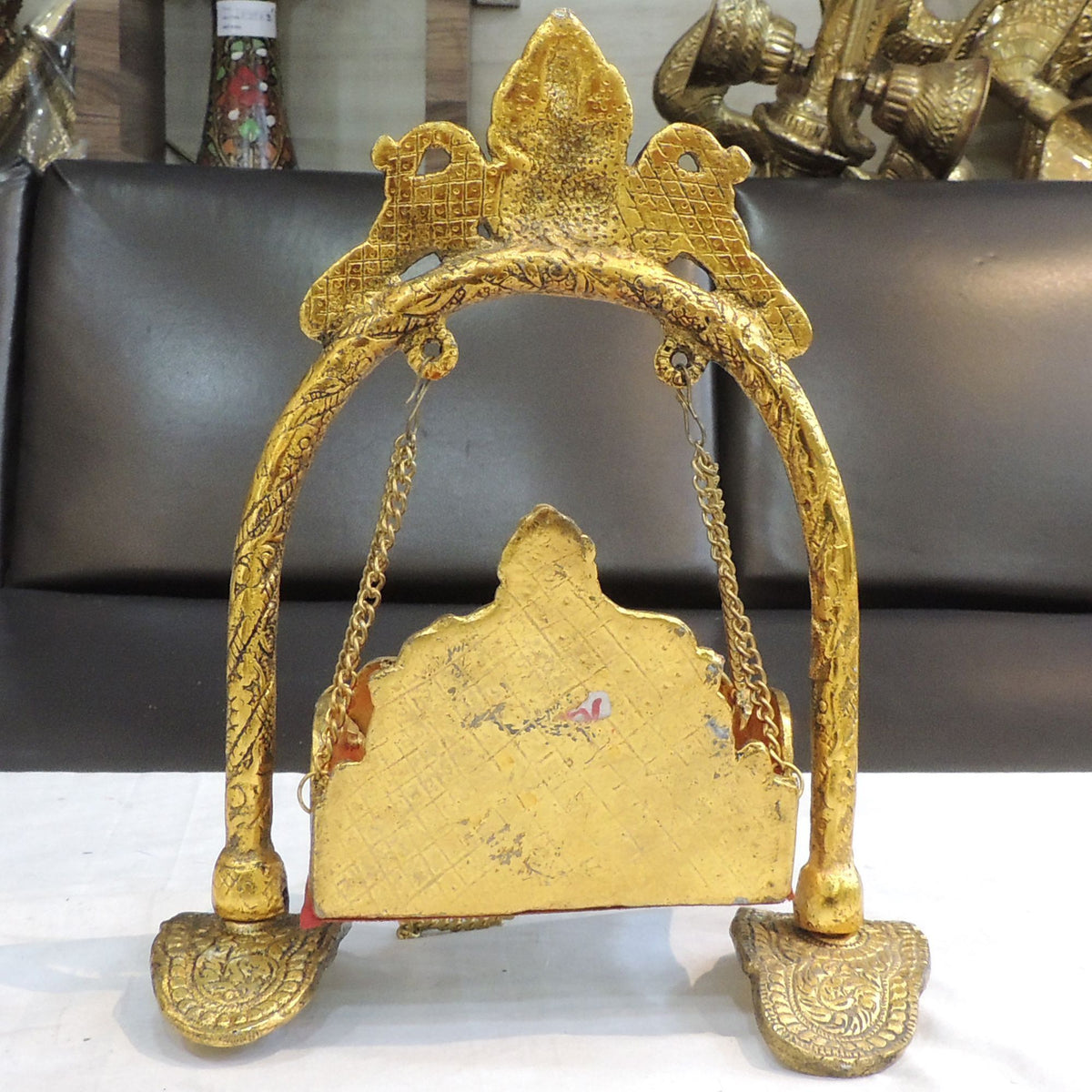 Aluminium Showpiece Ganesh Meharav Jhula - 9*4*11 Inch (AS426 P)