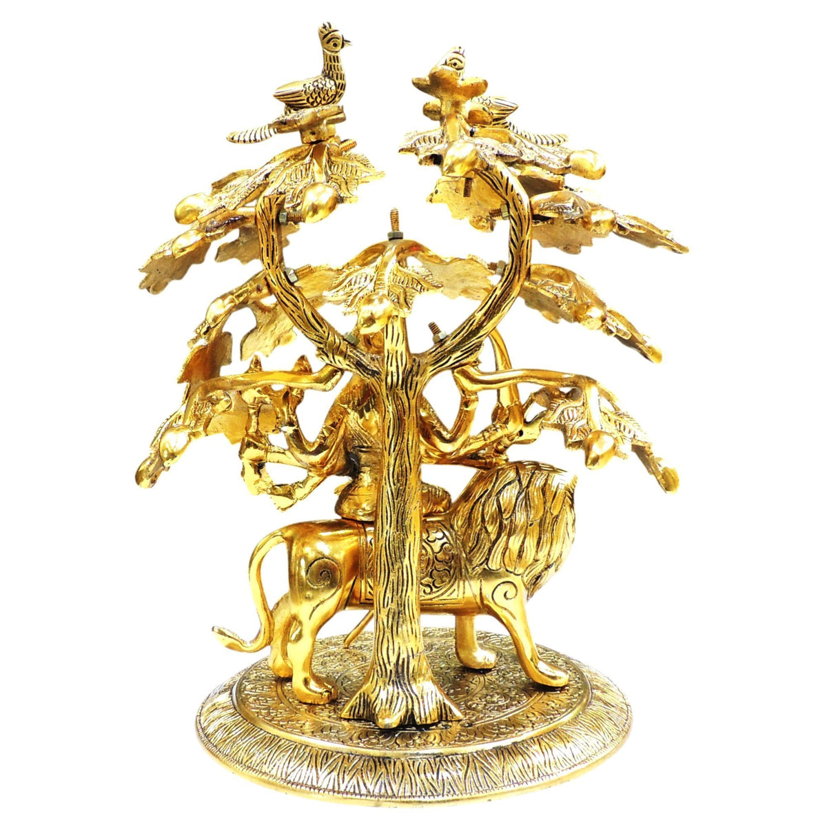 Aluminium Showpiece Durga Ji Statue - 9.5*9.5*15 Inch (AS442 G)