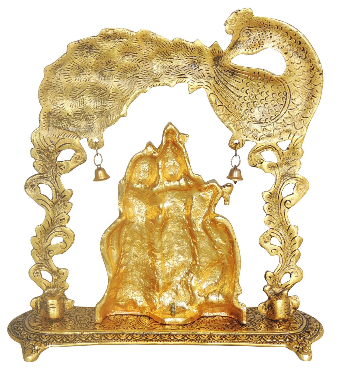 Aluminium Showpiece Radha Krishna Frame Statue - 9*4*9.7 Inch (AS446 G)