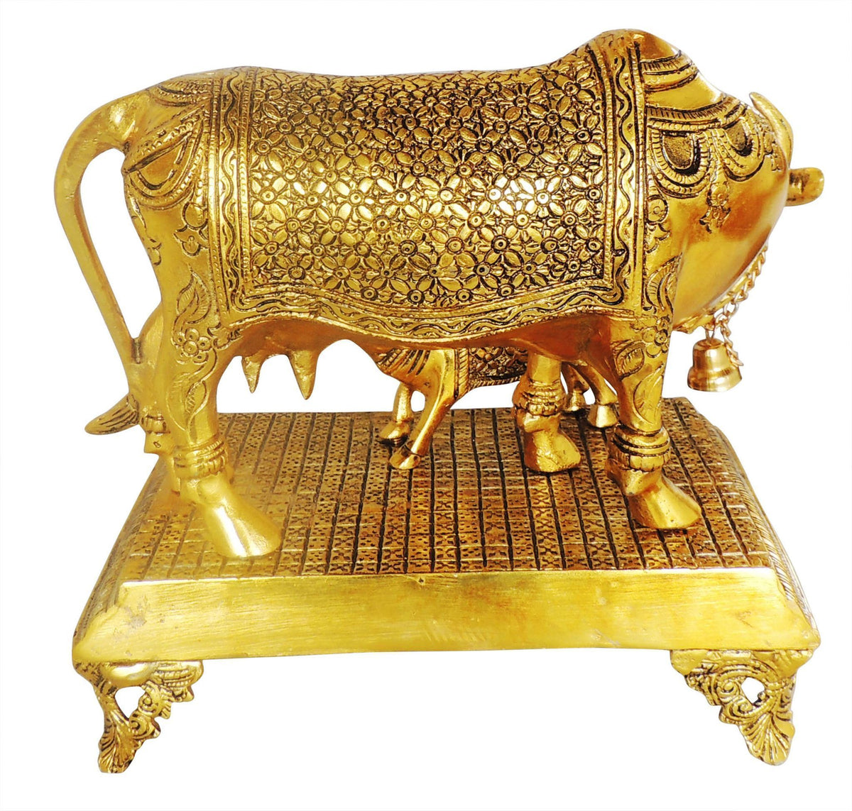 Aluminium Showpiece Cow Statue - 11.5*8*12 Inch (AS447 G)