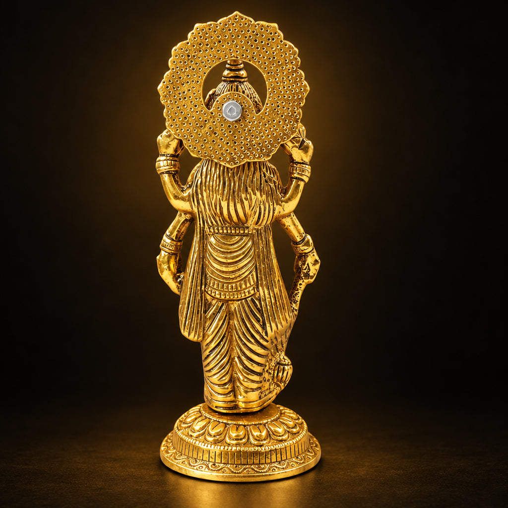 Aluminium Vishnu Ji Idol Showpiece for Home Temple & Gifting - 3*2.7*7.5 Inch (AS542 V)