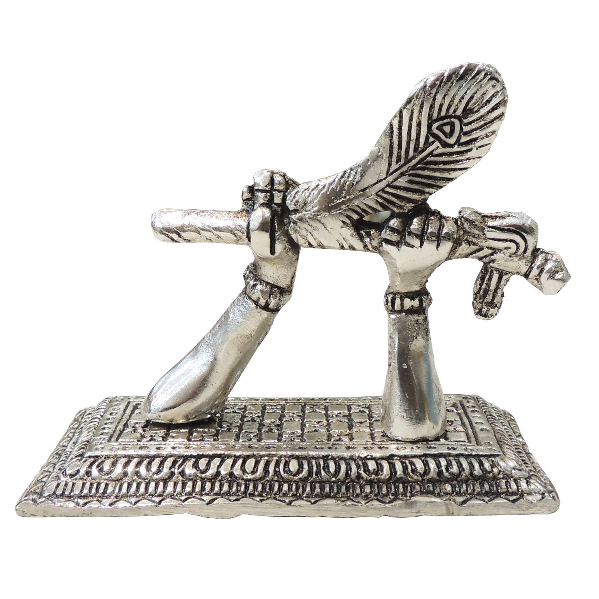 Aluminium Hand Holding Flute Showpiece - Decorative Krishna Art Statue - 4.5*2.2*4 Inch (AS543 S)