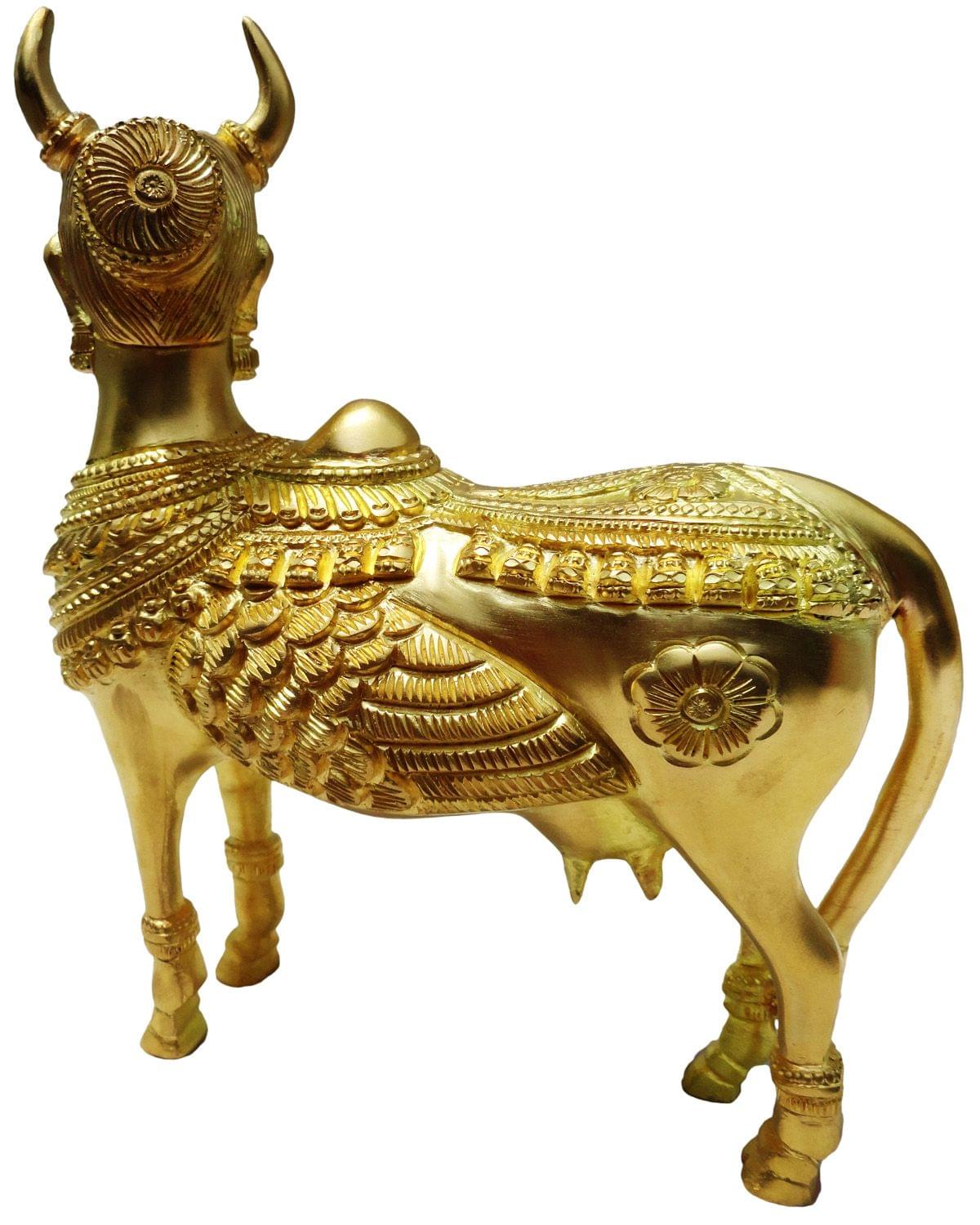 Brass Showpiece Kamdhenu Cow Statue - 4.8*2.5*8 inch (BS019)