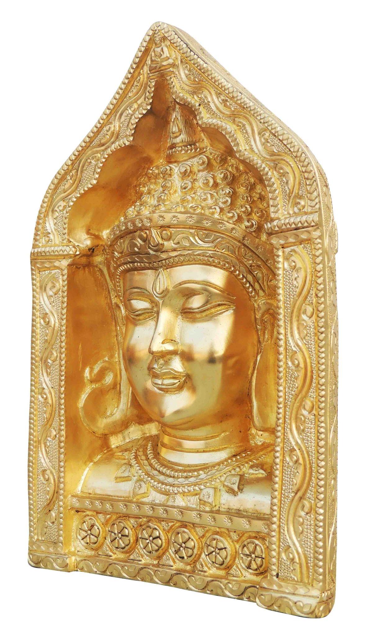 Brass Showpiece Buddha face with frame Statue - 6*2.5*9.3 inch (BS025)