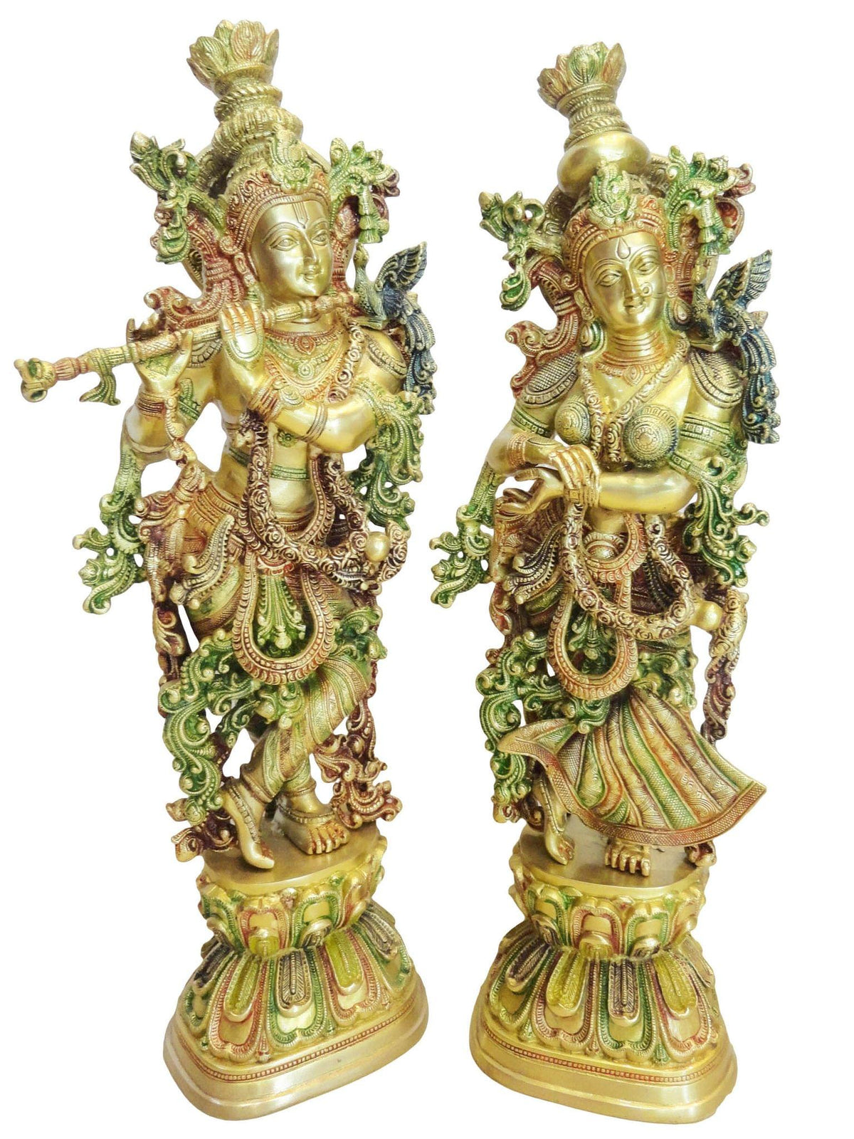 Brass Showpiece Radha Krishna Pair God Idol Statue - 8.5*6*29 inch (BS073)