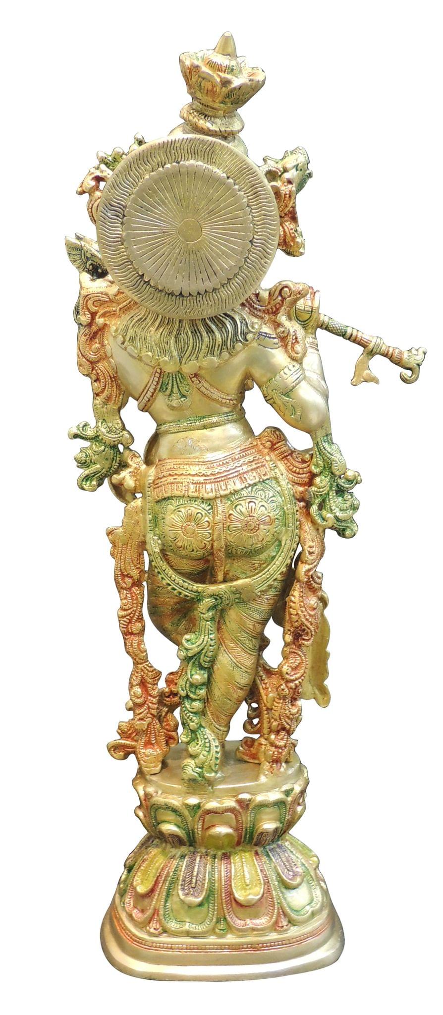 Brass Showpiece Krishna God Idol Statue - 9*6*29 inch (BS073 K)