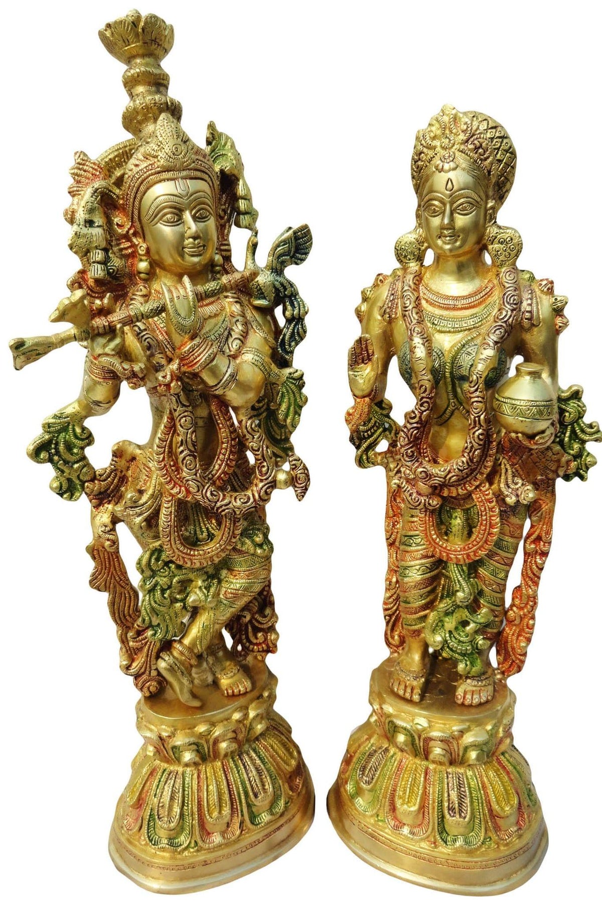 Brass Showpiece Krishan and Radha Pair God Idol Statue - 7*5*22 inch (BS092 A)