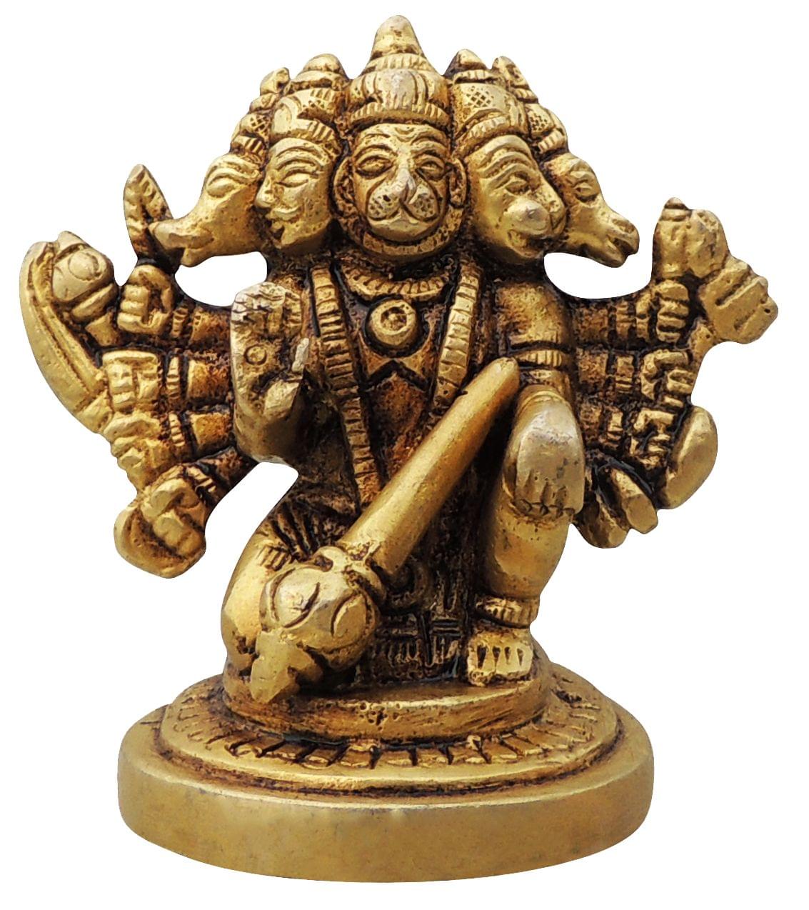 Brass Showpiece Panchmukhi Hanuman Ji God Idol Statue - 2*1.5*3 inch (BS1039 B)