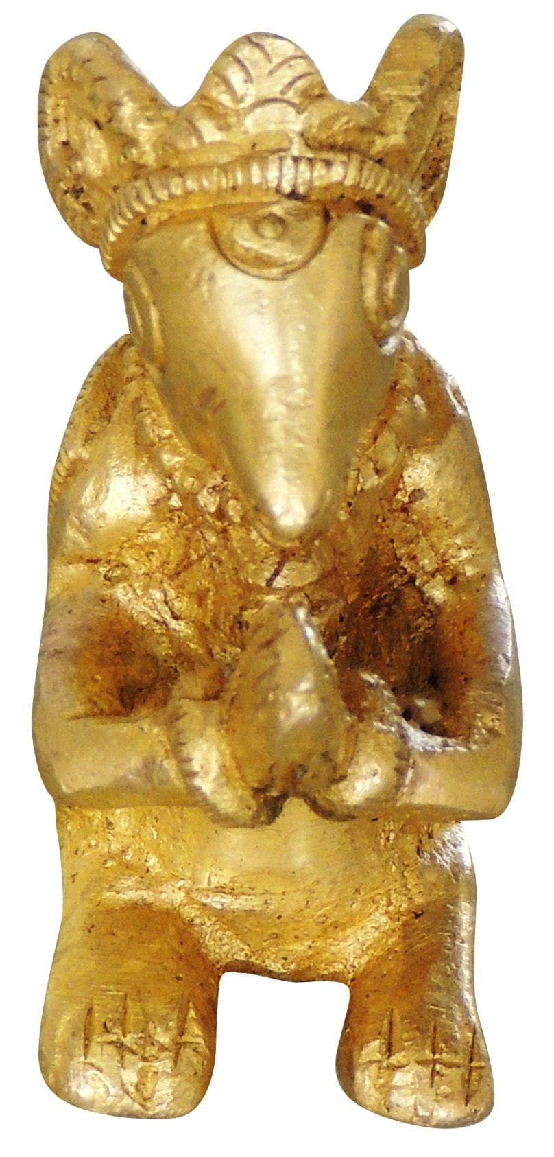 Brass Ganeshji Chuha ( Rat Mouse Chooha) Statue - 1*2*2 Inch (BS1051 C)