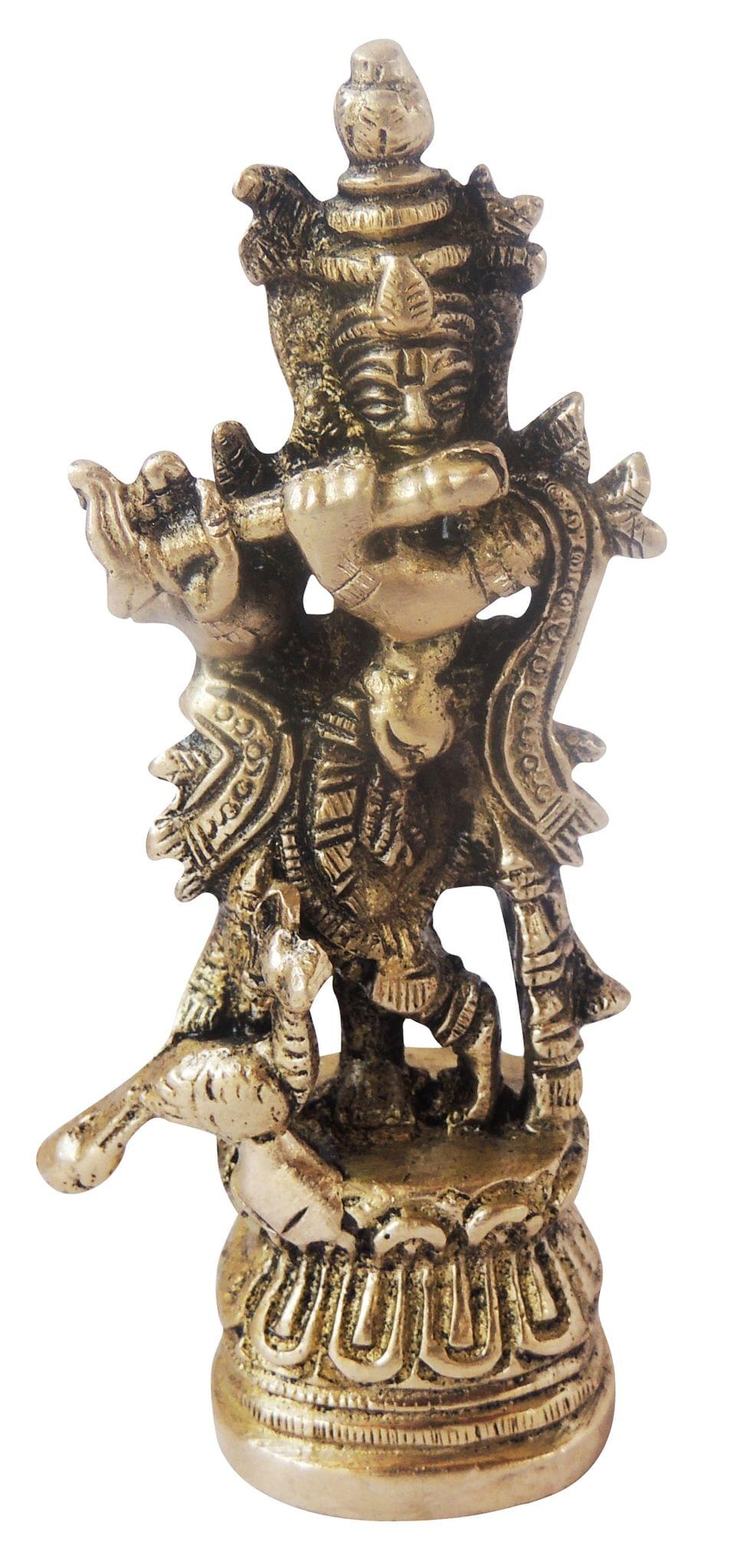 Brass Showpiece Krishna God Idol Statue - 2*1.5*4.1 inch (BS1136 C)