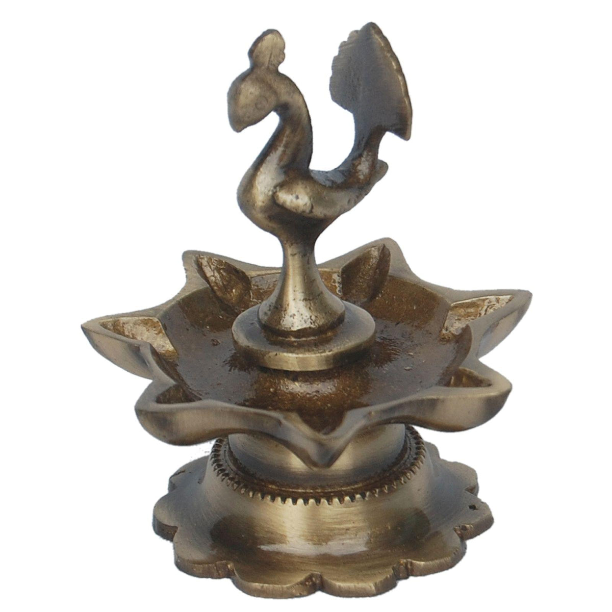 Brass Peacock Diya Jyoti Deepak Oil Lamp 7 Wicks - 2.5*2.5*3.5 inch (BS1165 A)