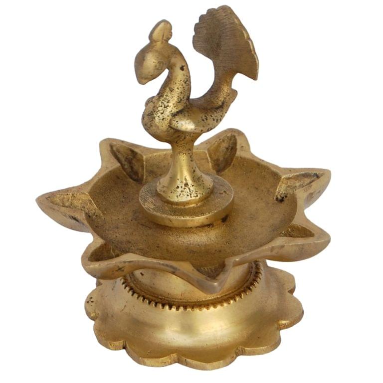 Brass Peacock Diya Jyoti Deepak Oil Lamp 7 Wicks - 2.5*2.5*3.5 inch (BS1173 A)