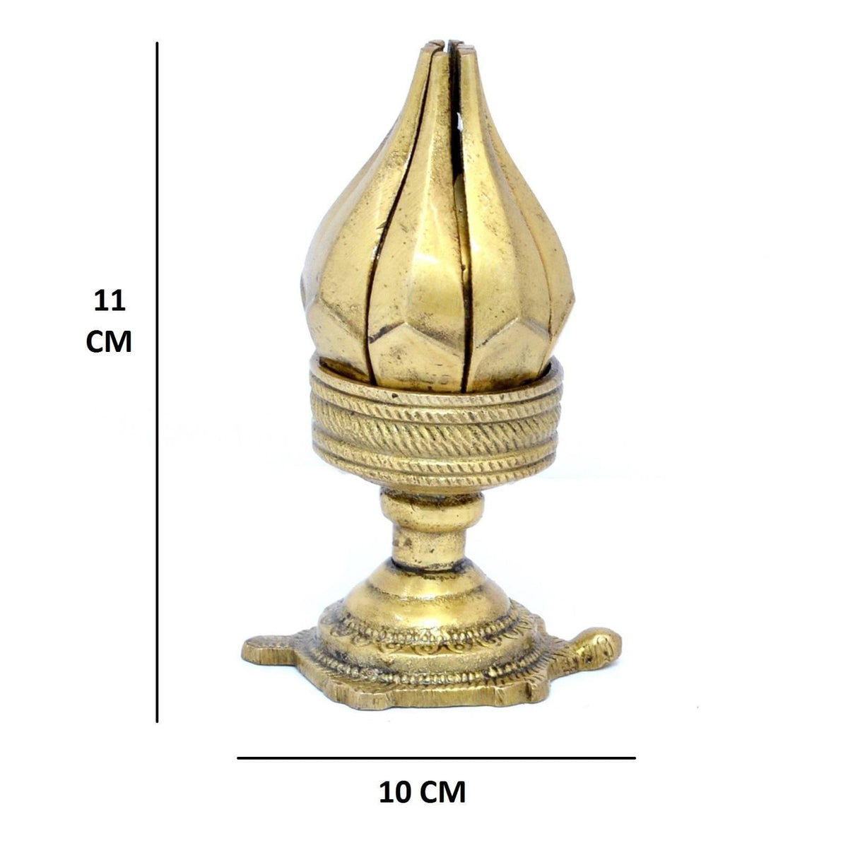 Brass Curved Metal Flower Candle holder On Tortoise - 4*2*4.5 inch (BS1189 A)