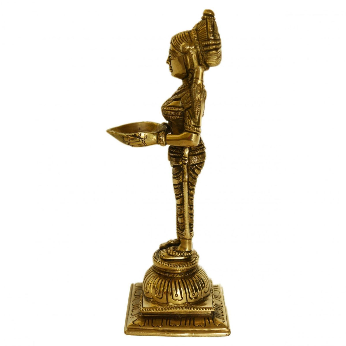 Brass Beautiful Deepak With Lakshmi Statue - 3.2*2.8*8 inch (BS1191 A)