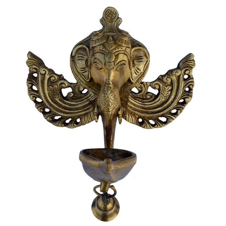 Brass Wall Hanging Evil Eye Protector Oil Lamp Deepak - 8*5*10.5 inch (BS1202 A)