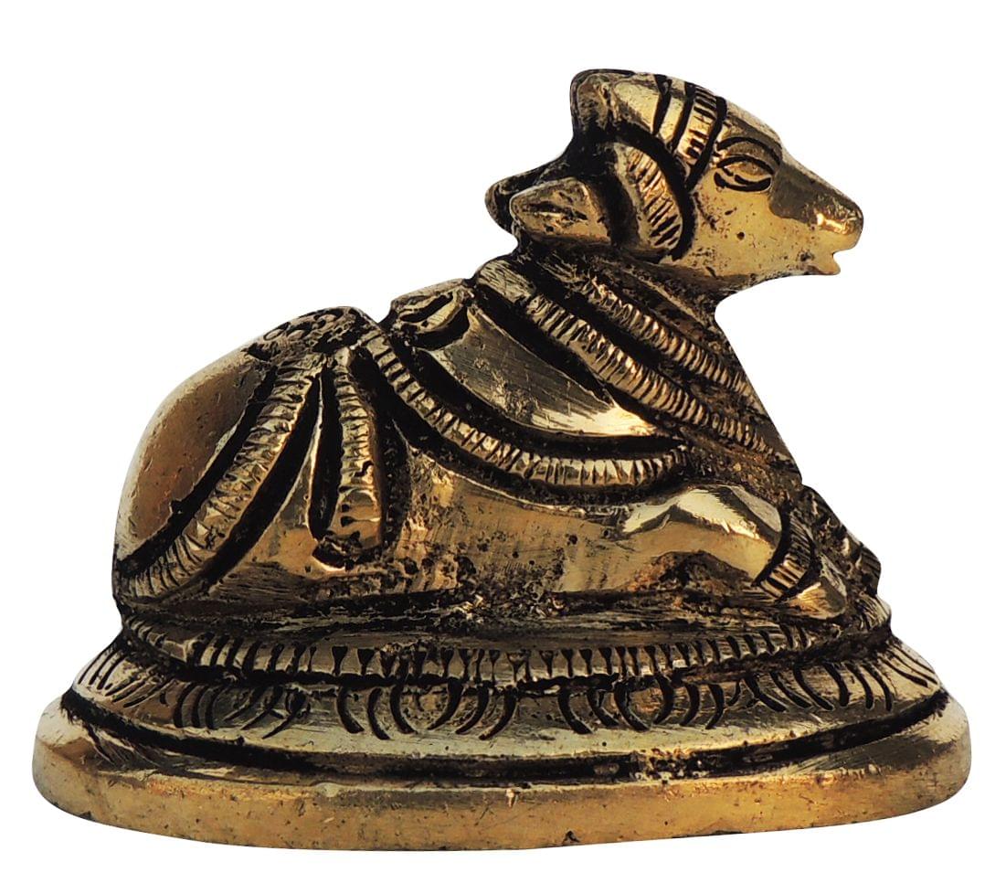 Brass Showpiece Nandi Small Statue - 1.7*1.5*2 Inch (BS1291 B)