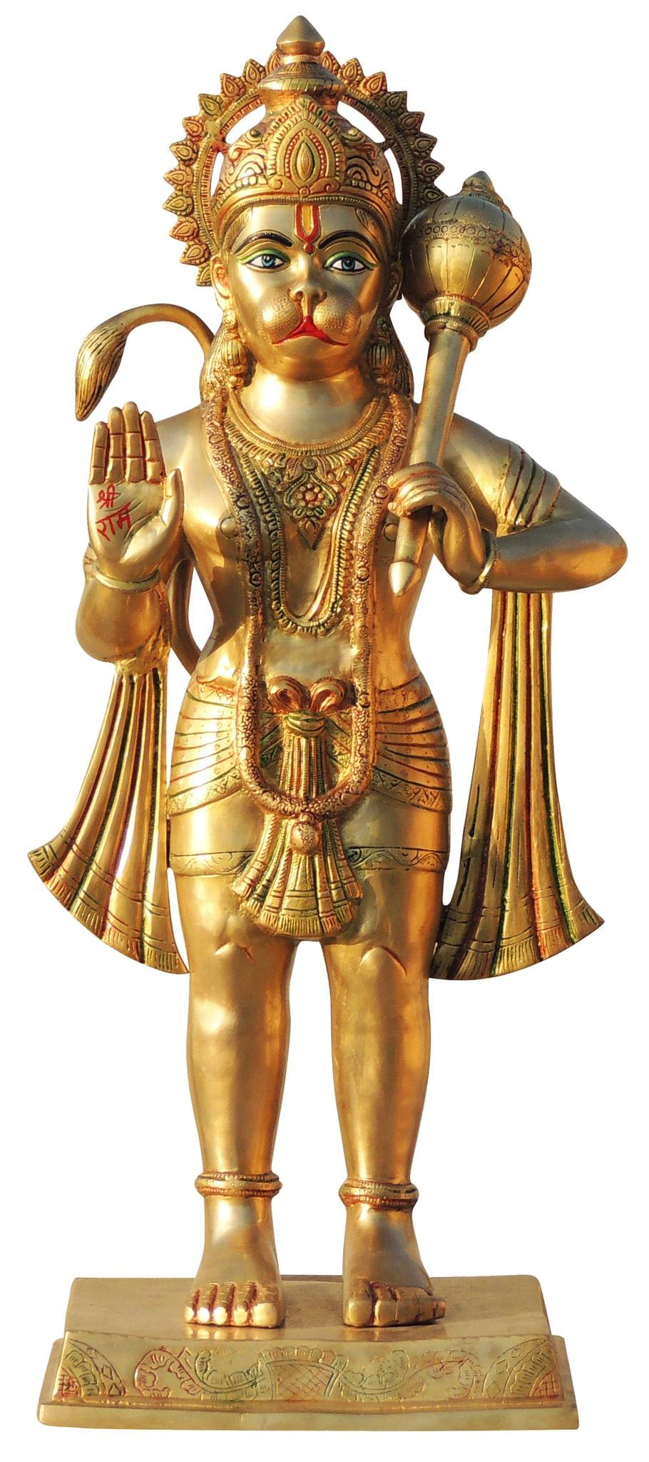 Brass Showpiece Standing Hanuman Ji God Idol Statue - 15*10*35 Inch (BS1301 M)