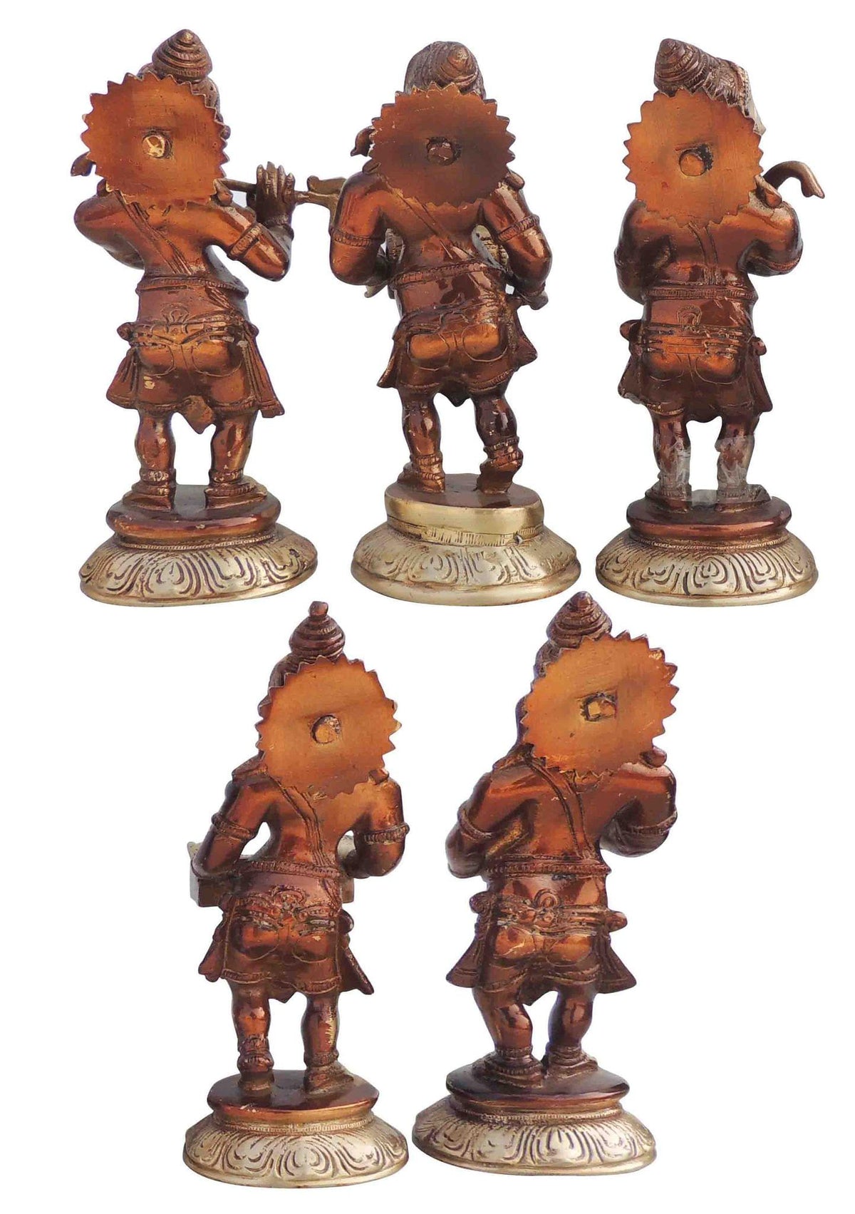 Brass Showpiece Musical Ganesh Set Of 5 Pcs Statue - 3.5*2.5*7.5 Inch (BS1326 G)