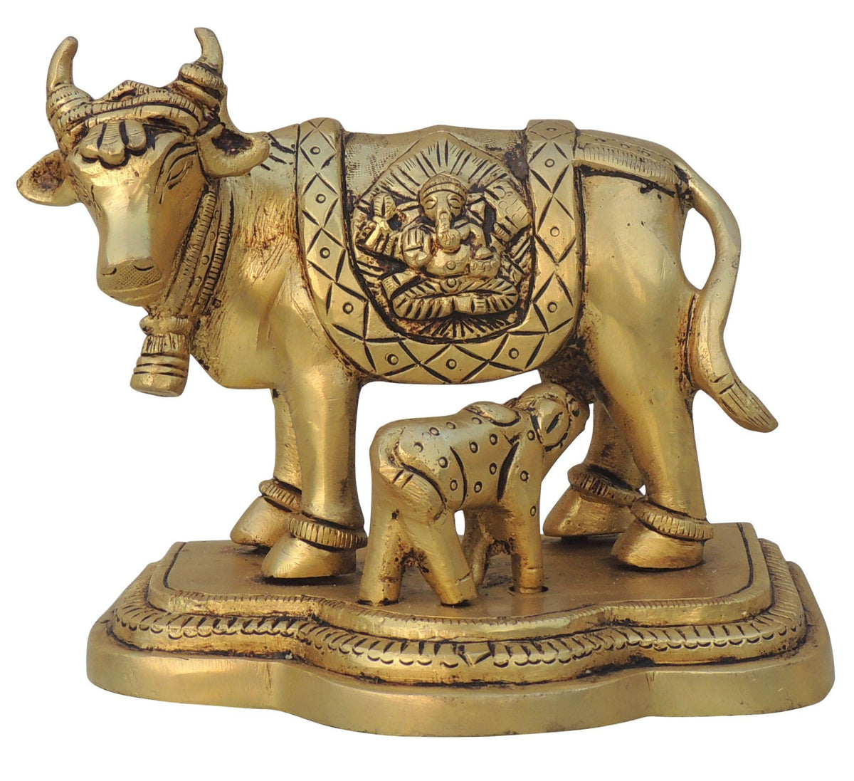Brass Showpiece Cow with Calf LG statue - 5.3*3.6*4.6 Inch (BS1442 C)