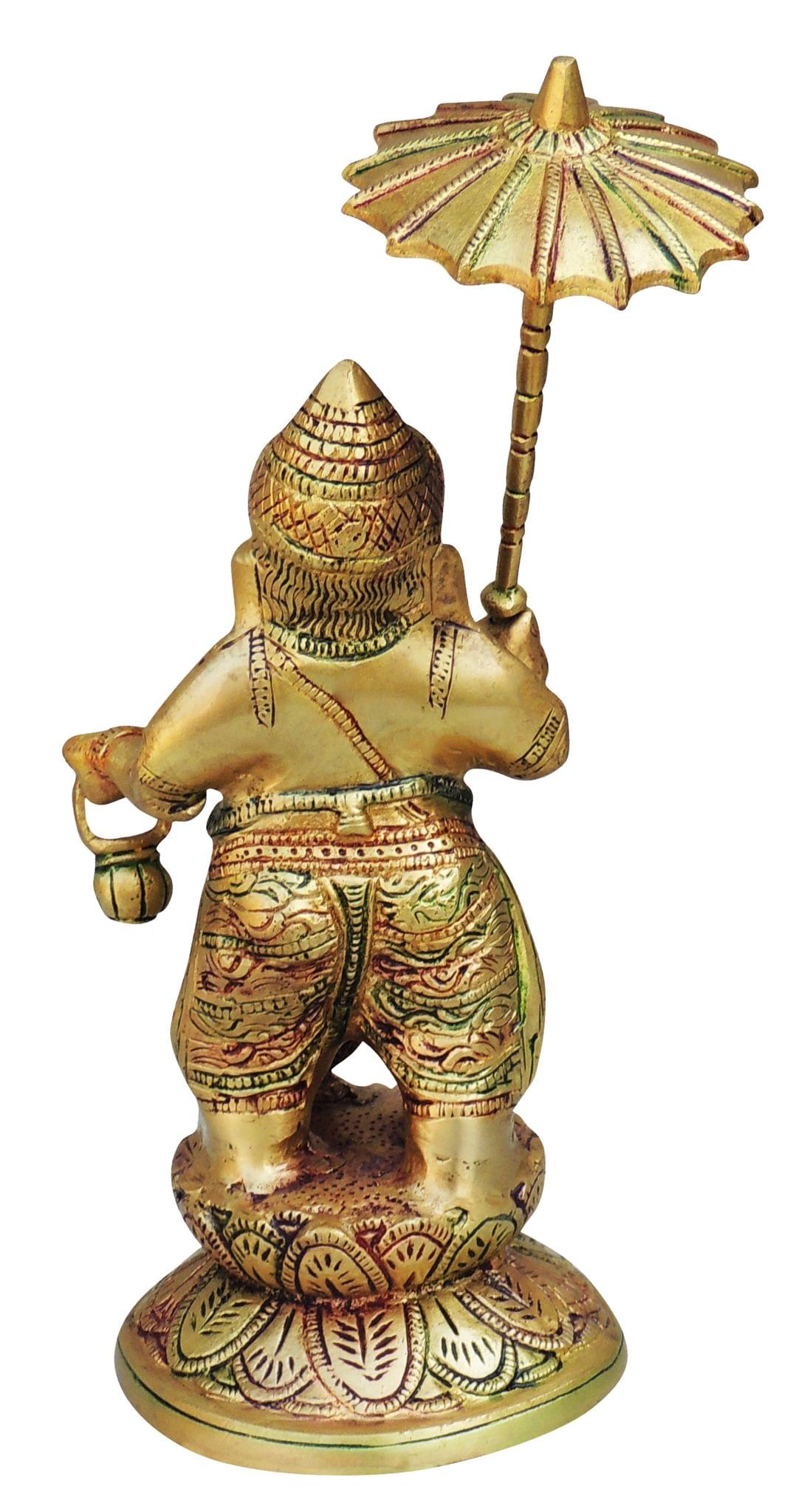 Brass Showpiece Ganesh With Umbrella God Idol Statue - 4.6*4.6*11.5 Inch (BS1462 C)