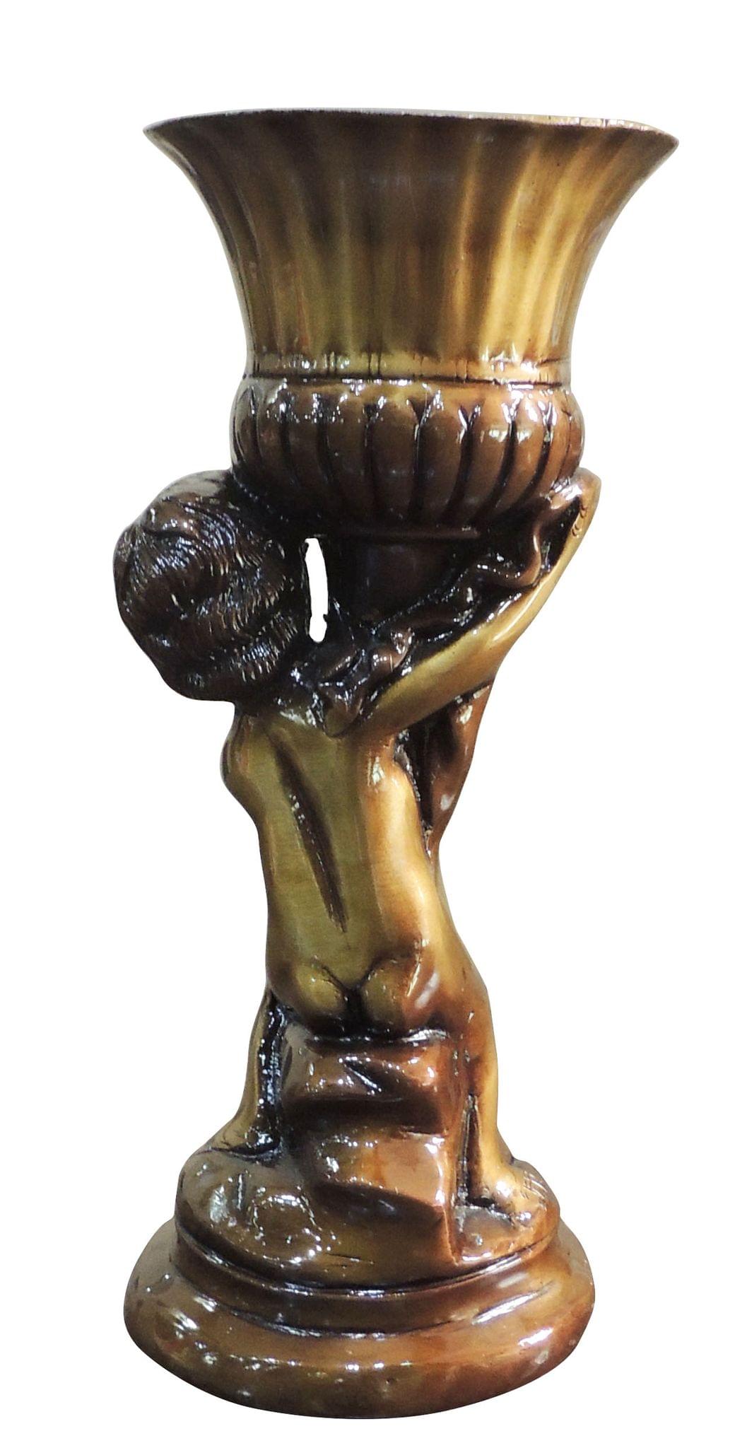 Brass Showpiece Boy With Mashal (Torch) statue - 4*4*9.5 Inch (BS1493 A)