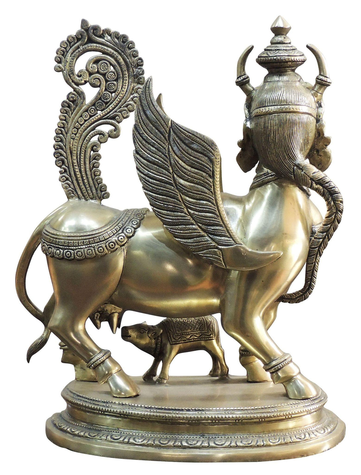 Brass Showpiece Kamdhenu Cow Statue - 13*8*16.5 inch (BS1498 A )