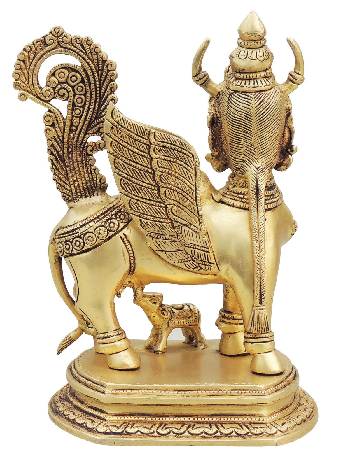 Brass Showpiece Kamdhenu Cow God Idol Statue - 7.2*6*10 Inch (BS1498 Y)