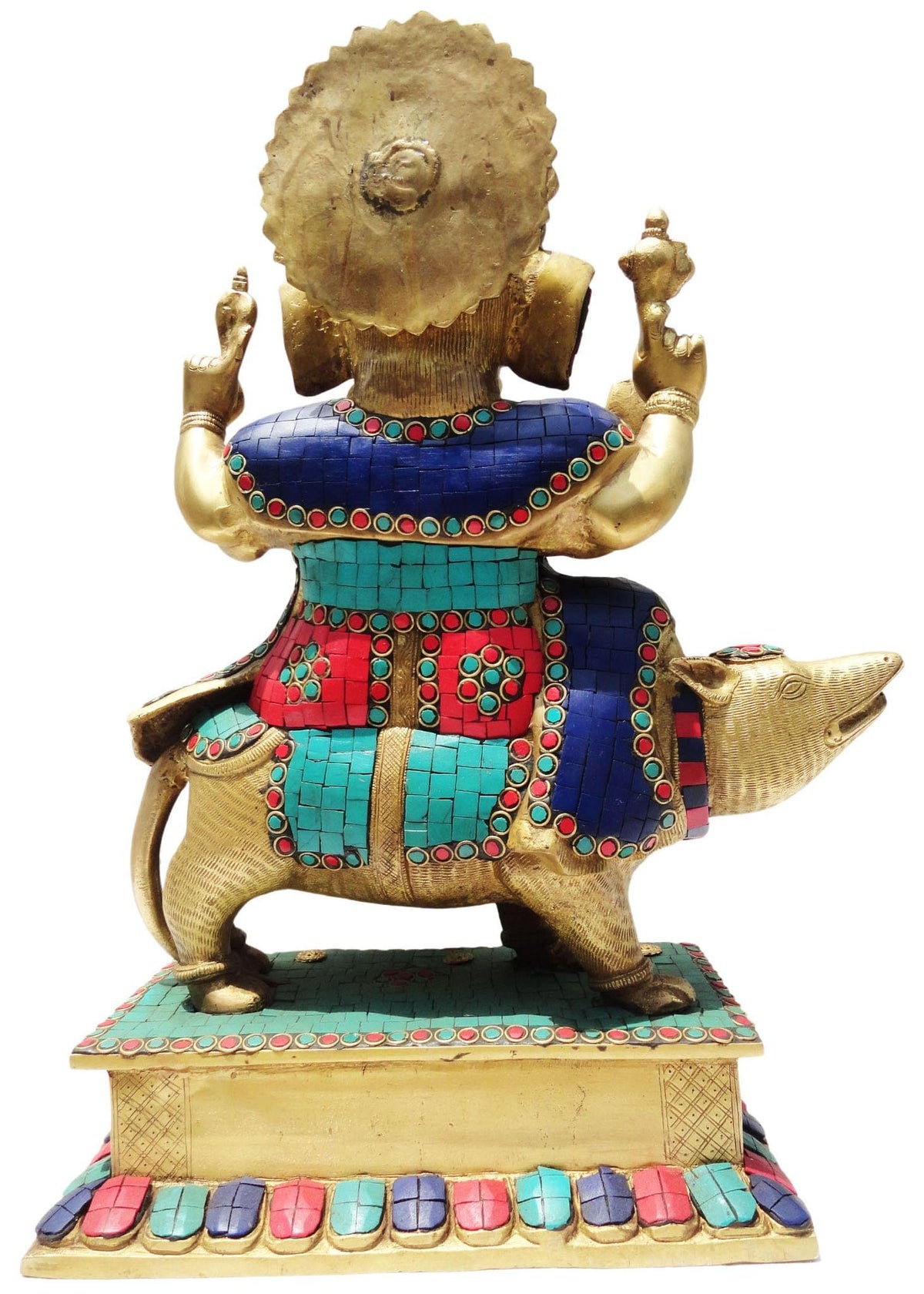 Brass Showpiece Ganesh ji Sitting On Rat Statue - 11*6.4*18 Inch (BS149)