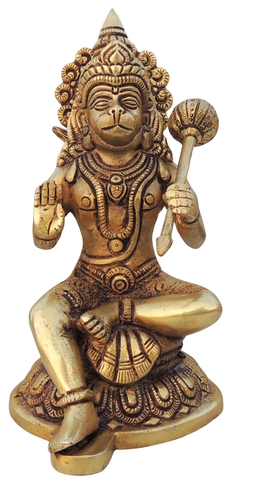 Brass Showpiece Hanuman Ji Statue Idol - 4.2*4.7*8 Inch (BS1527 G)