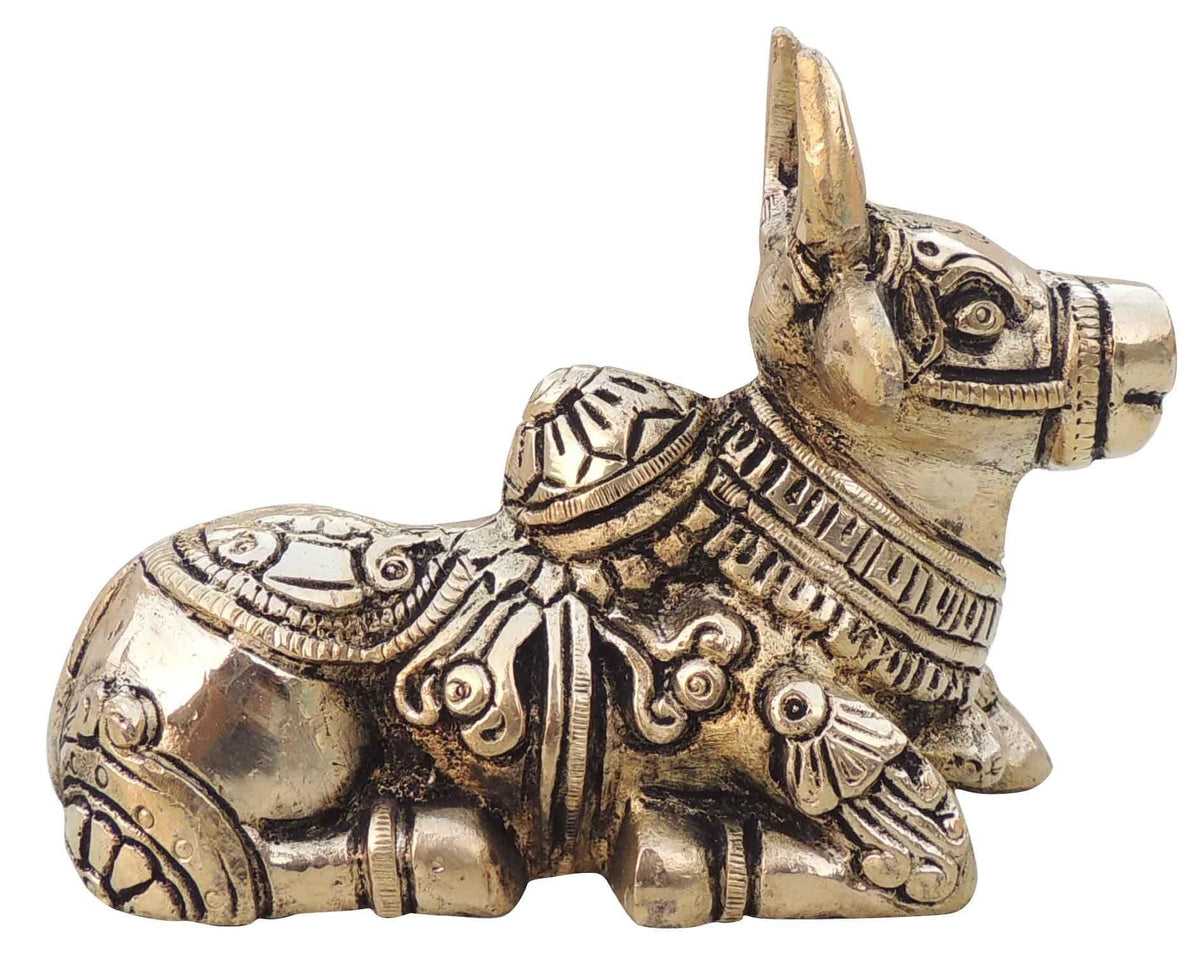 Brass Showpiece Nandi God Idol Statue - 4.5*2.3.7 Inch (BS1530 G)
