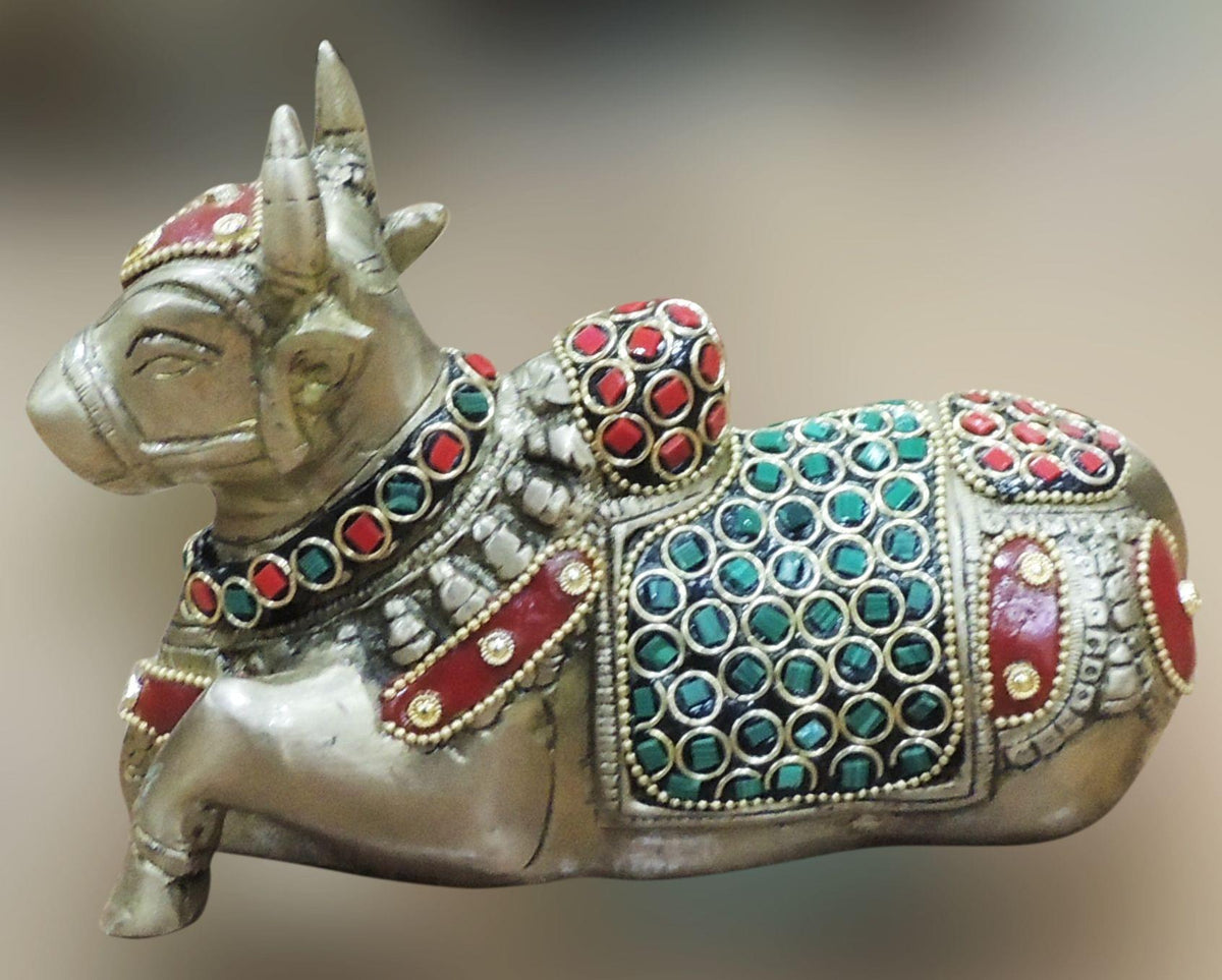 Brass Showpiece Nandi God Idol Statue - 7*3*5 Inch (BS1565 A)