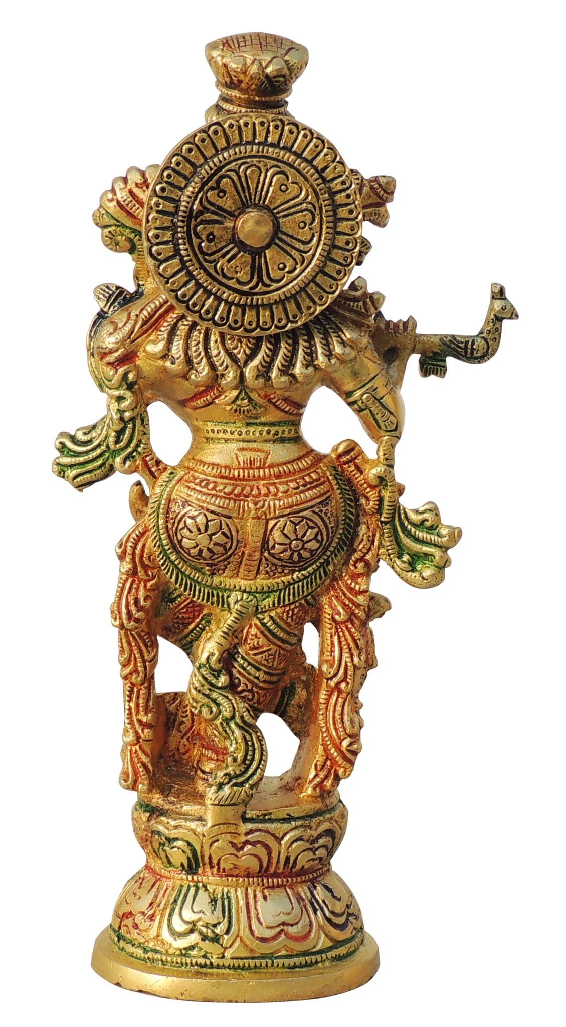 Brass Showpiece Krishna Ji God Idol Statue - 4.2*2.2*9.5 Inch (BS1577 K)