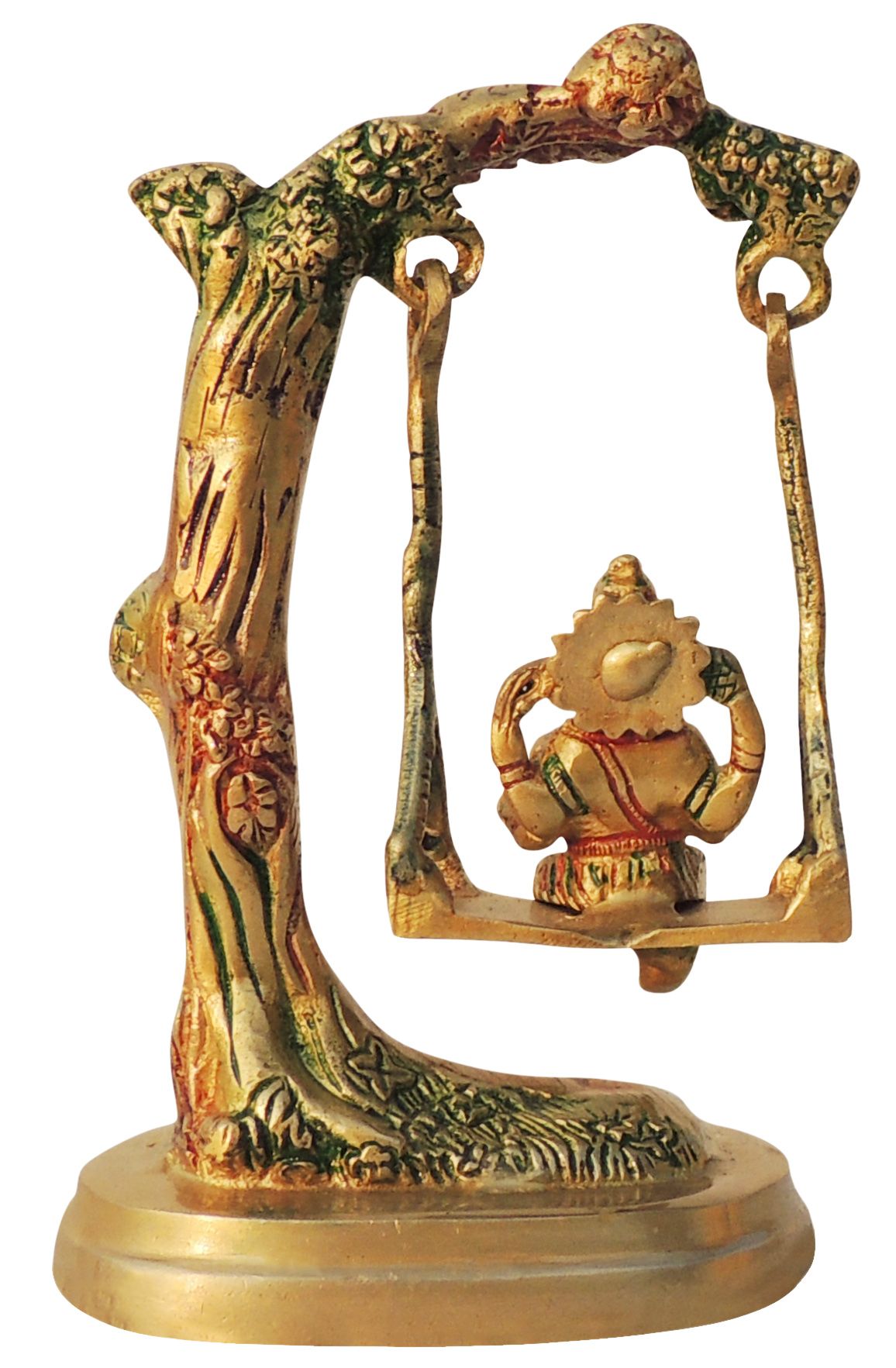 Brass Showpiece Ganesh Jhula God Idol Statue - 4.5*3*7 Inch (BS1594 G)