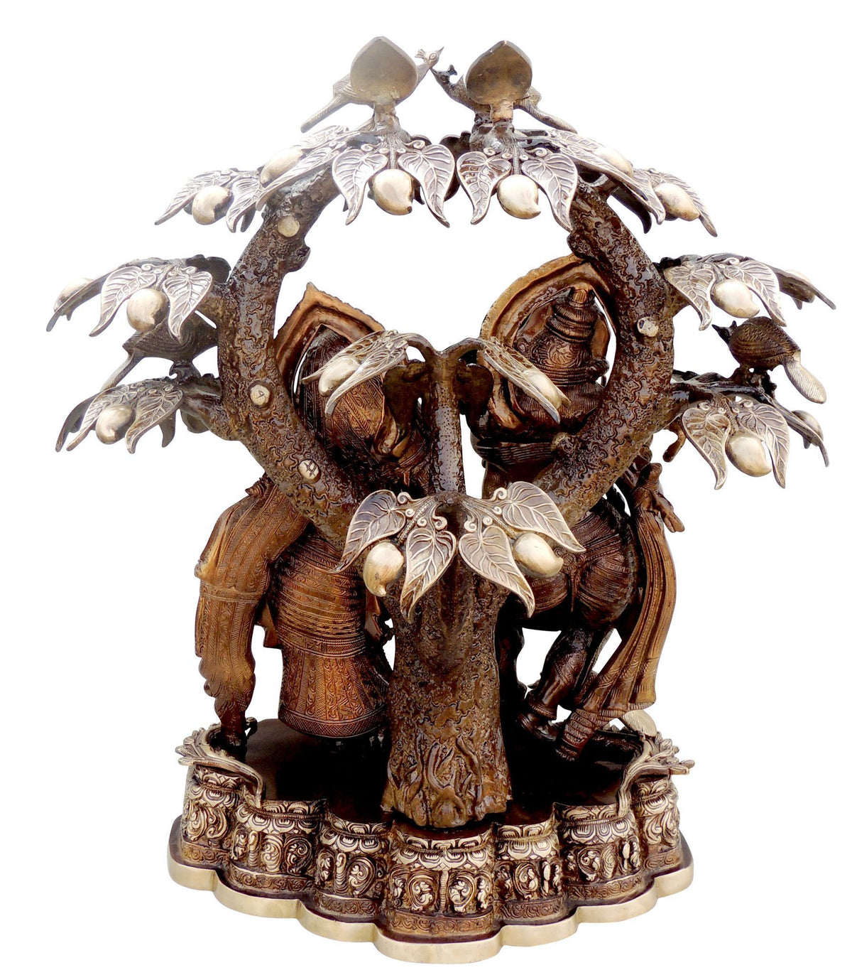 Brass Showpiece Radha Krishna With Tree God Idol Statue - 25*12.5*28 Inch (BS1626 G)
