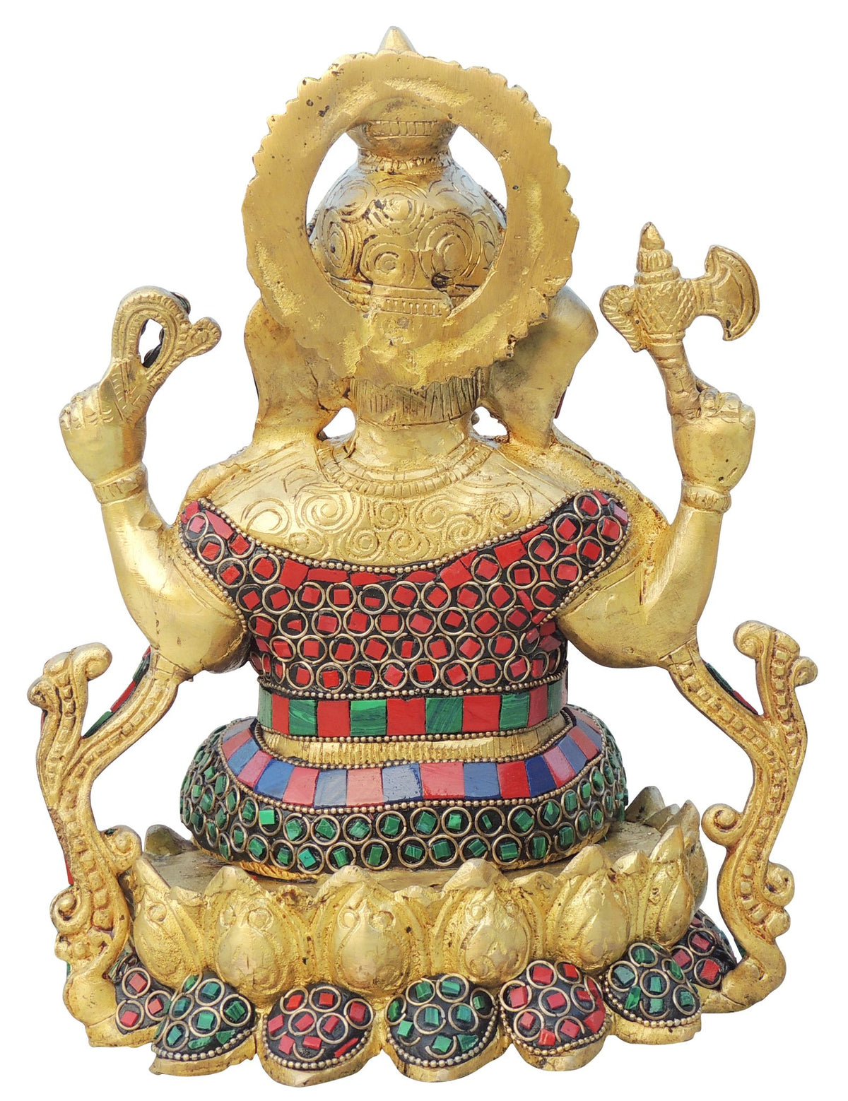 Brass Showpiece Ganesh Stone God Idol Statue - 7.5*6.5*9.5 Inch (BS1630 D)