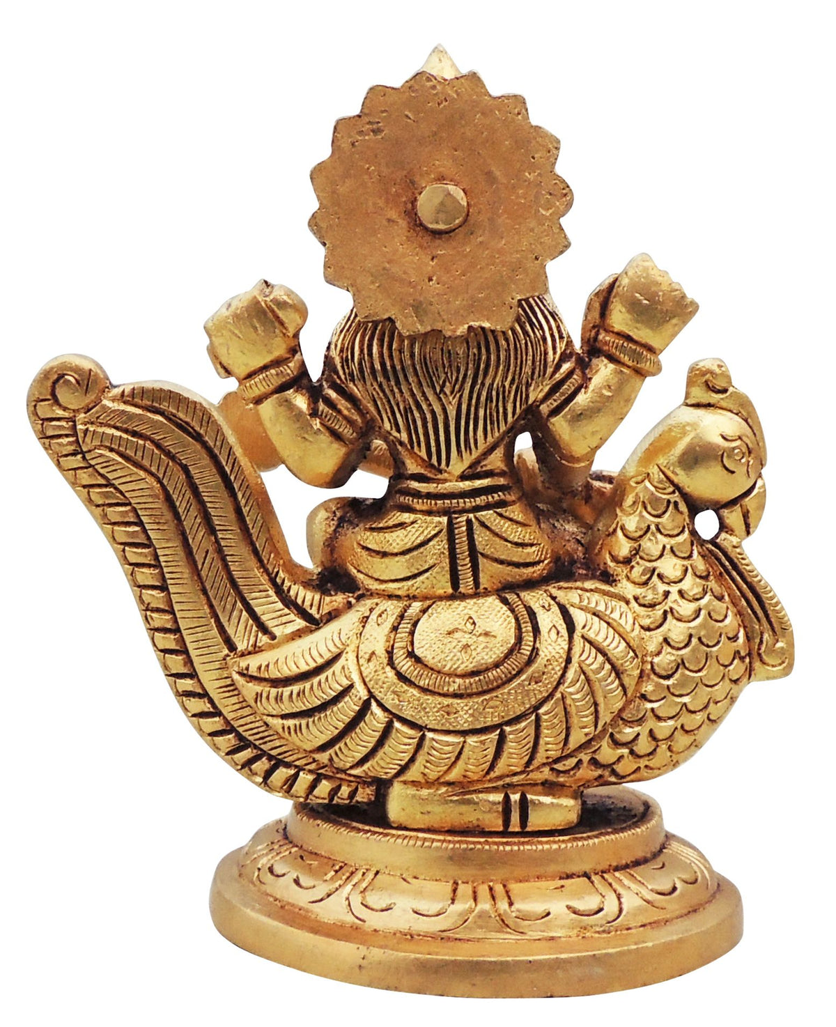 Brass Showpiece Saraswati On Peacock God Idol Statue - 4*2.7*4.5 Inch (BS1637 S)