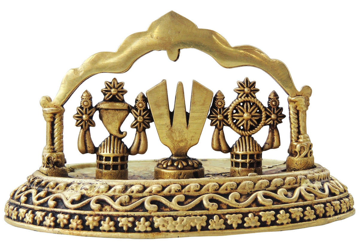 Brass Showpiece Shankh Chakra Namah God Idol Statue, Made From Machine - 5*3*3 Inch (BS1731 D )