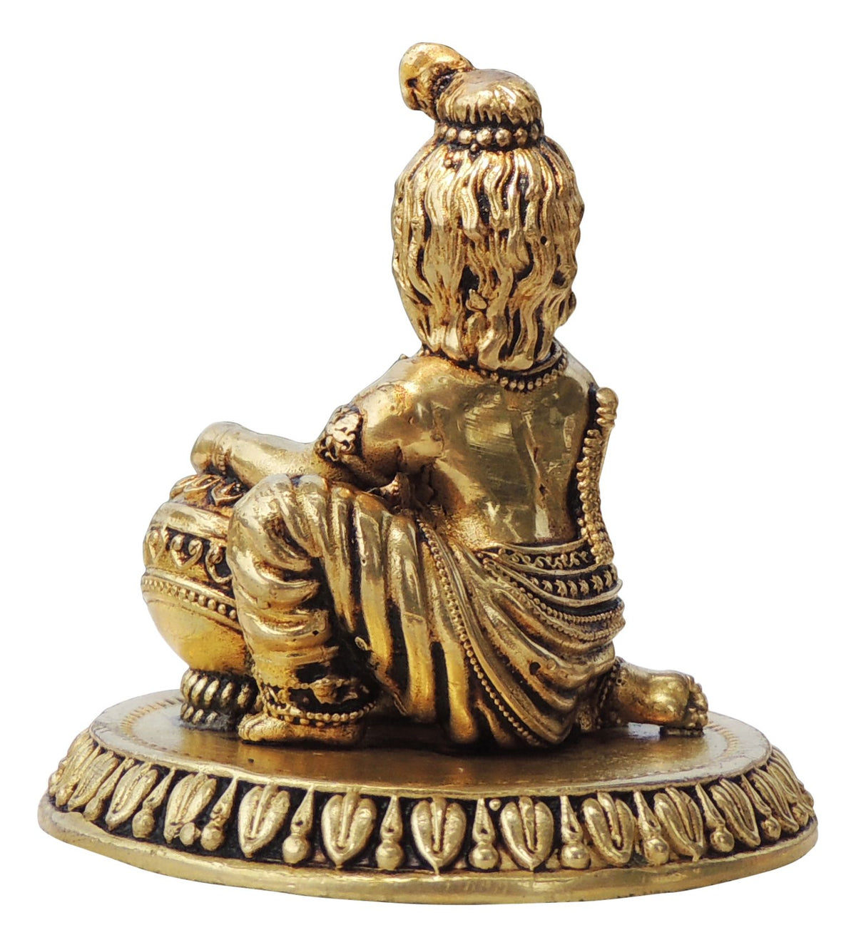 Pure Brass Makhan Krishna statue, Made From Machine - 3*3*3.2 Inch (BS1737 E)